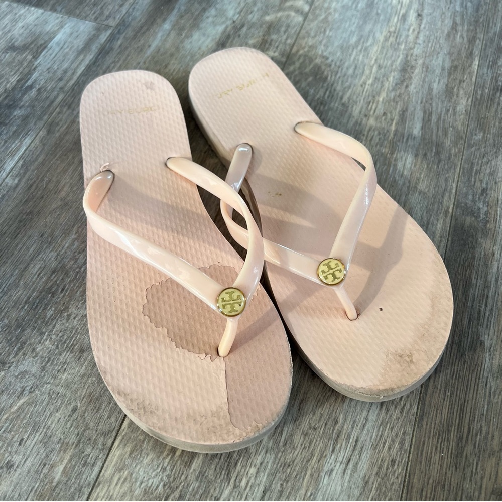 Tory Burch Pale Pink Logo Flip Flop Sandals
